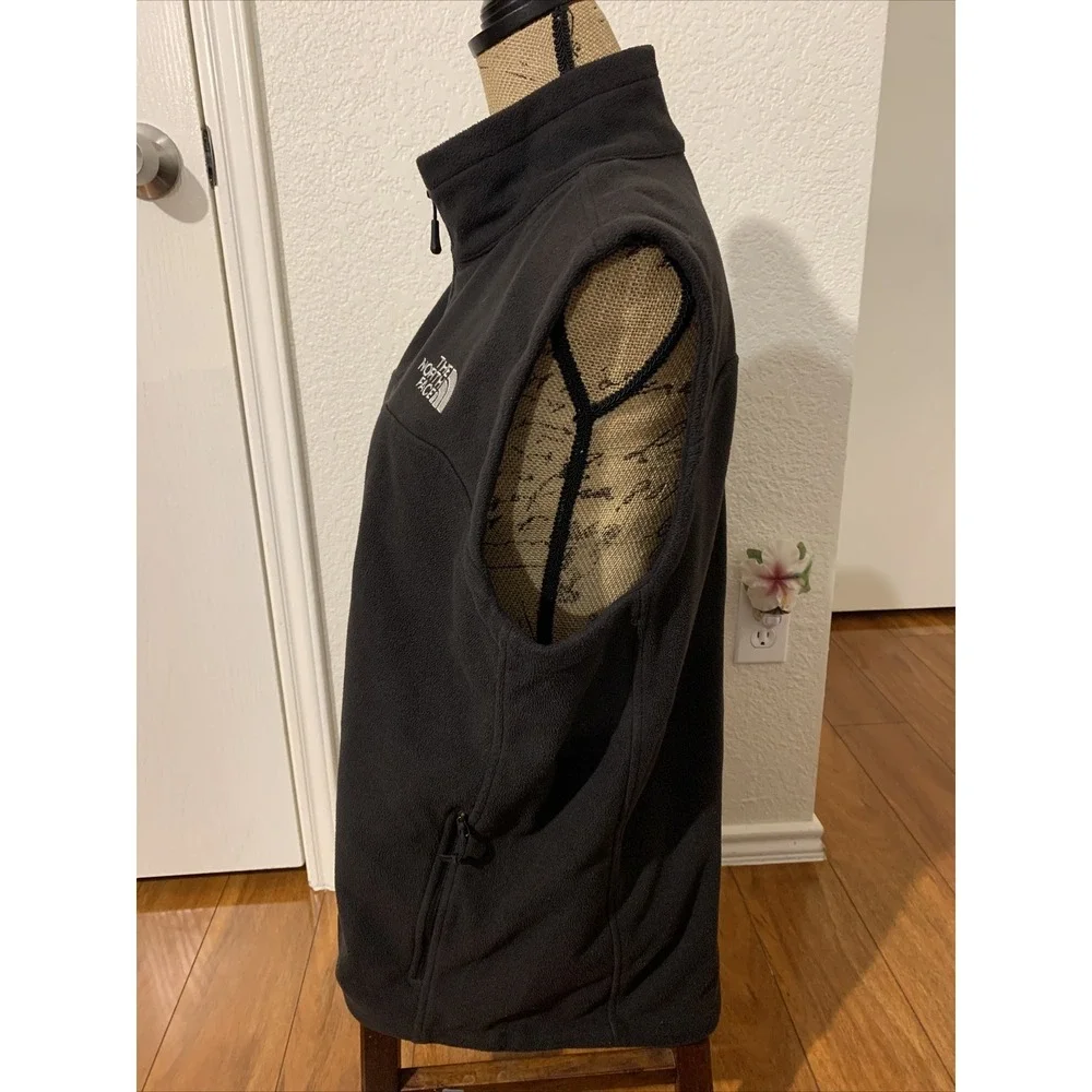 the north face large mens fleece sleeveless jacket black full zip guc
